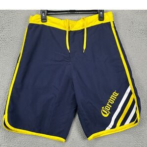 Corona Swim Trunks Mens Large Blue Yellow Mesh Lined Drawstring Board Shorts‎